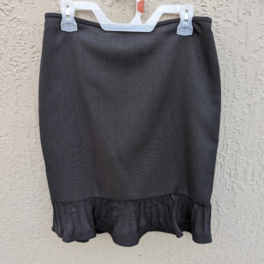 Larry Levine Skirt Womens 10 Gray Black Solid Trumpet Rear